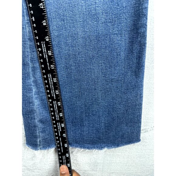 Indigo Rein Women's Flare Leg Jeans Denim Raw Hem Slash Pocket Blue Size 9 - Picture 8 of 11